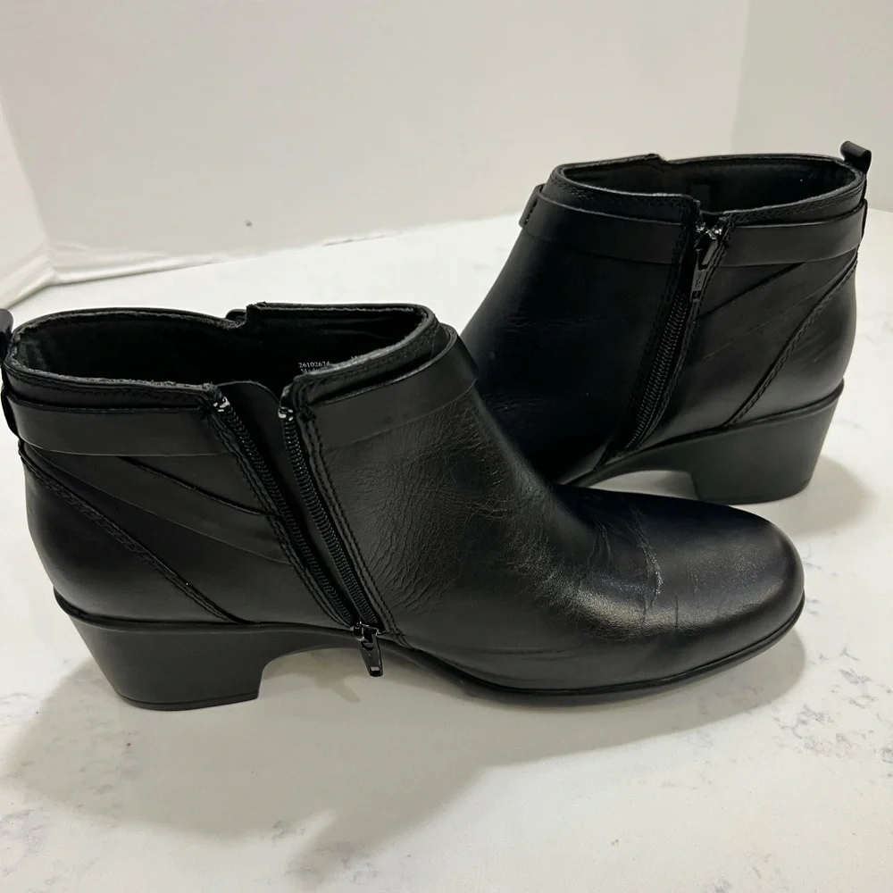 Clarks Black Ankle Booties with Buckle